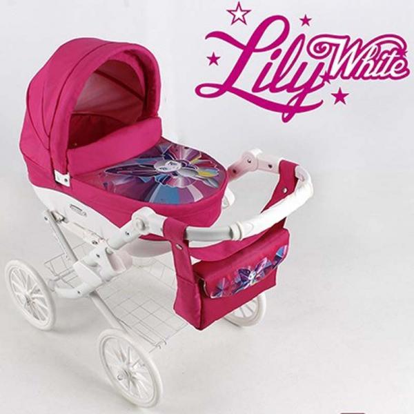 Adbor Lily white LW-04 játékbabakocsi