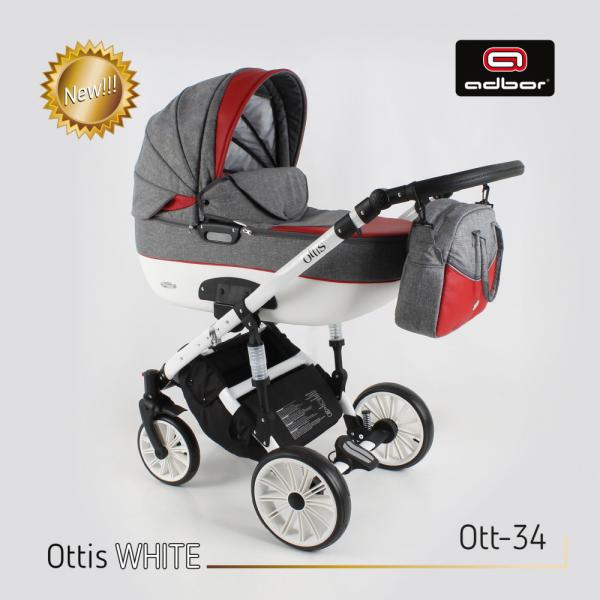 Adbor Ottis OTT-34 szürke-piros babakocsi
