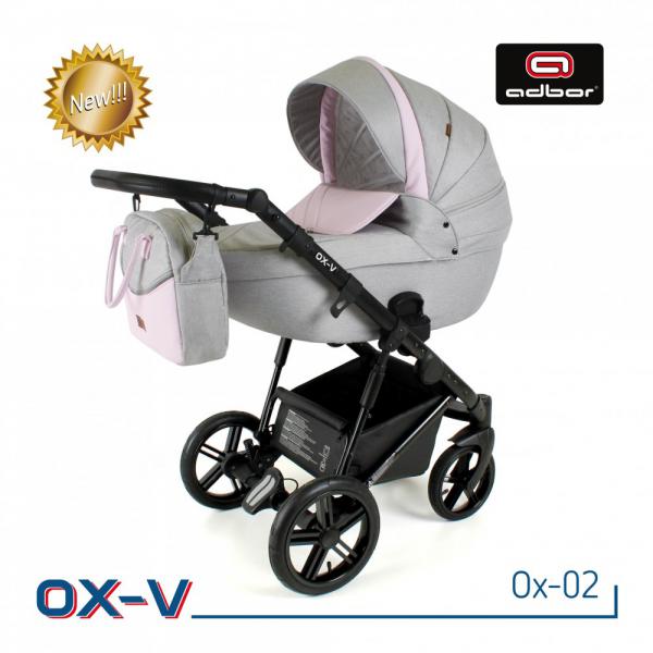 Adbor OX-V 02 babakocsi szürke-rózsa