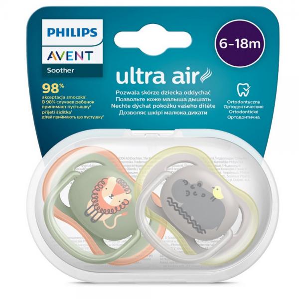 Avent 3100 játszócumi 6-18hó Ultra air oroszlán,víziló fiús