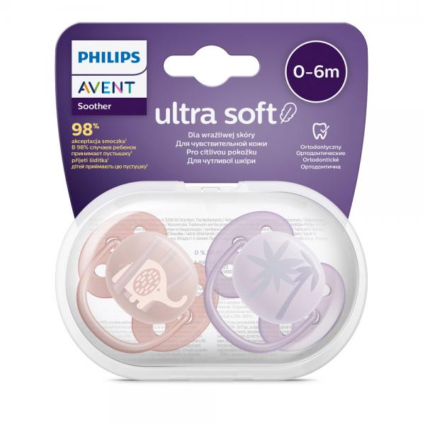 Avent 6872 Játszócumi 0-6hó állatos Ultrasoft Premium 2db-os