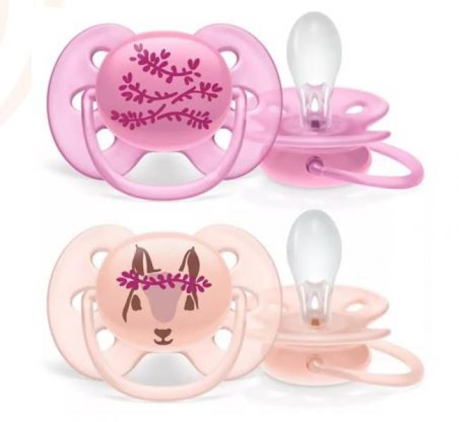 Avent 8606 játszócumi 6-18hó Ultrasoft lányos 2db SCF223/04