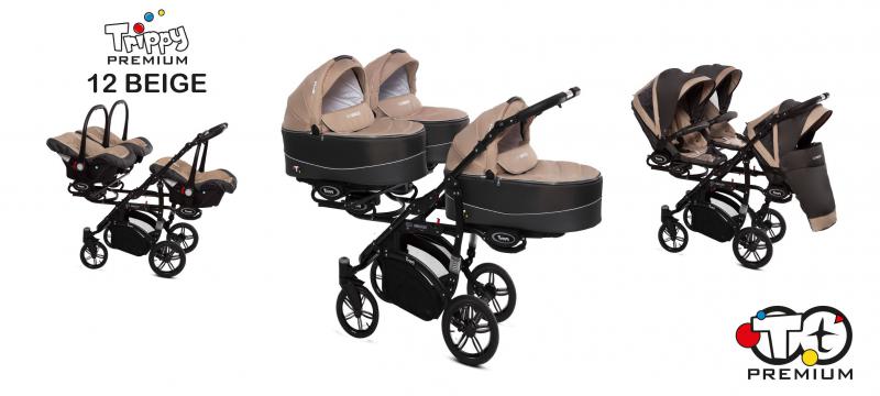 Babyactive Trippy bézs hármas ikerkocsi