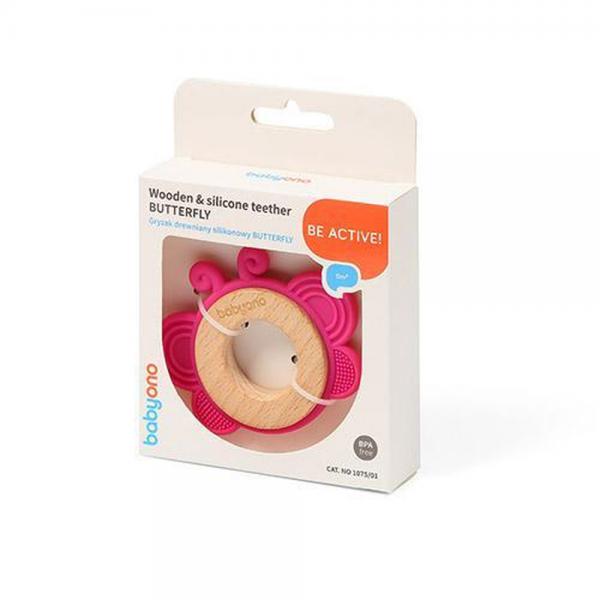 Babyono 1075/01 rágóka Butterfly fa/szilikon