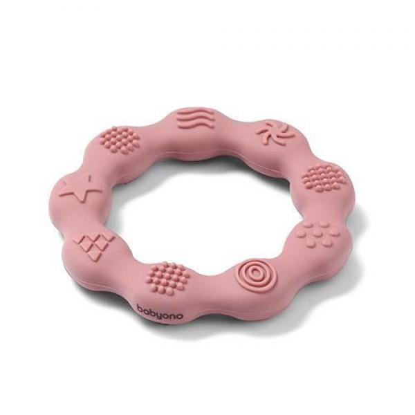 Babyono 825/02 rágóka RING rózsaszín szilikon gyűrű