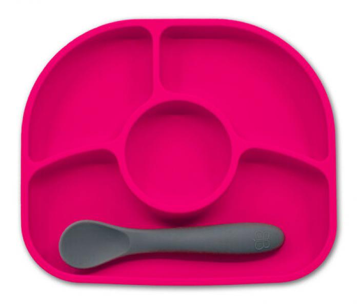 Bblüv YÜMI B153P pink tányér osztott+kanál