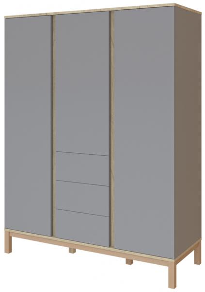 Faktum Loop G 3osztású szekrény (Grey&Oak) 147*58*192cm