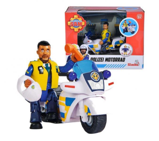 Simba 109251092038 Sam, rendőrségi motor figurával