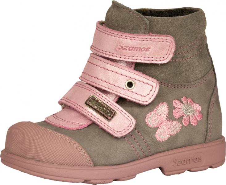 Szamos 1576-577490 20 szürke-pink 3 tépős texes bakancs