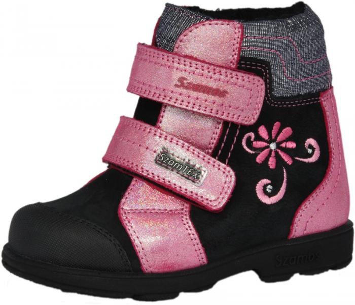 Szamos 1621-487091 22 fekete-pink-ezüst texes bakancs SUPI