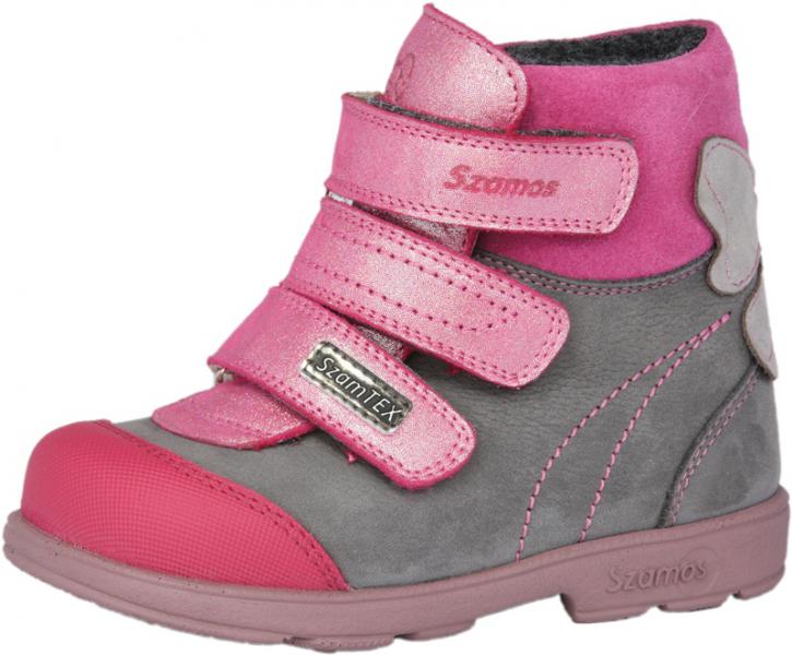 Szamos 1628-577492 29 szürke-pink texes bakancs SUPI