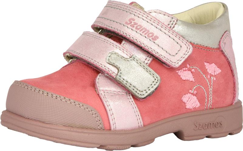Szamos 1638-507492 28 2tépős bokacipő coral-pink-ezüst SUPI