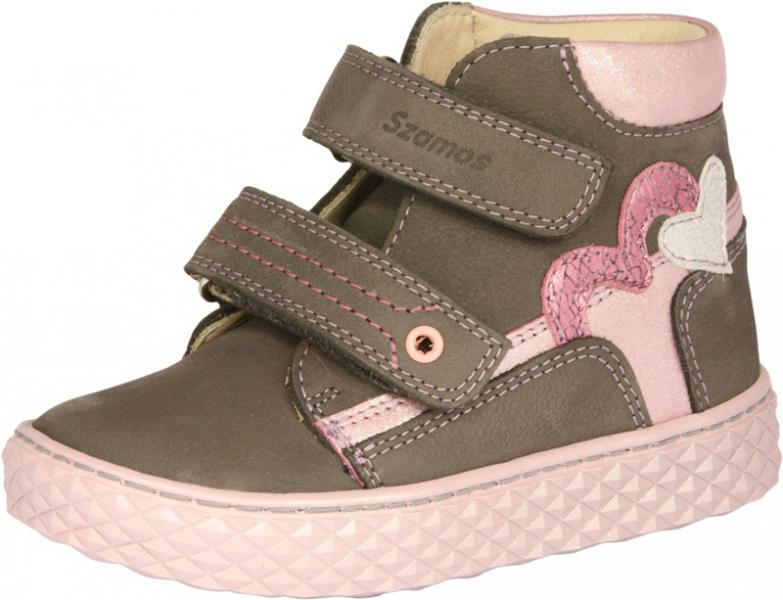 Szamos 1664-400132 27 2tépős bokacipő szürke-pink