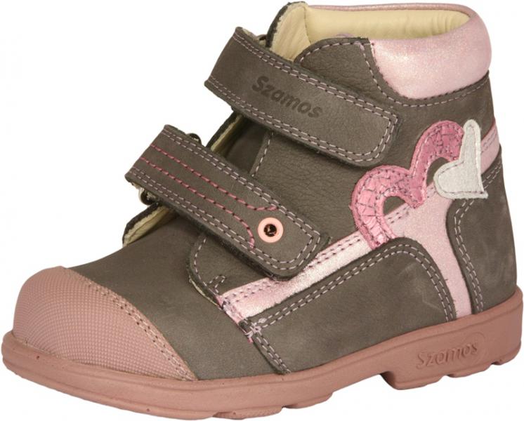 Szamos 1664-407492 27 2tépős bokacipő szürke-pink SUPI