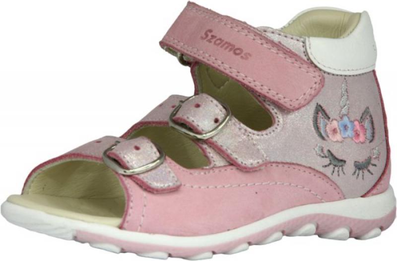 Szamos 4352-406913 35 pink/fehér szandál 2csat 1tépős