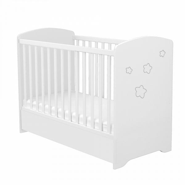 Timba Félix ágy+ágyneműtartó 60*120 Zárt végű Fehér/csillag