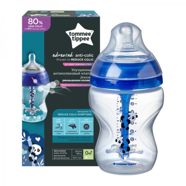 Tommee Tippee 225757 260ml cumisüveg kék Panda Anti-colic