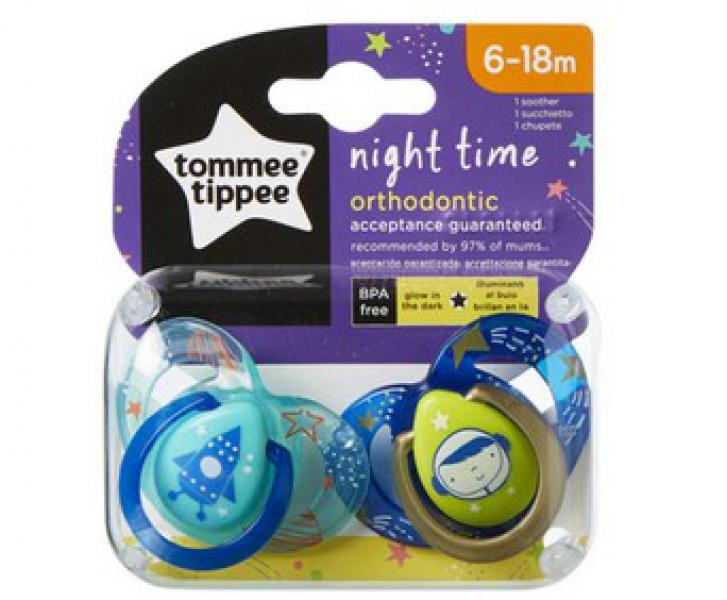Tommee Tippee 333629 6-18hó Night játszócumi 2db-os