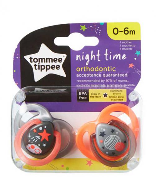 Tommee Tippee 334732 0-6 Night játszócumi neon-narancs 2db