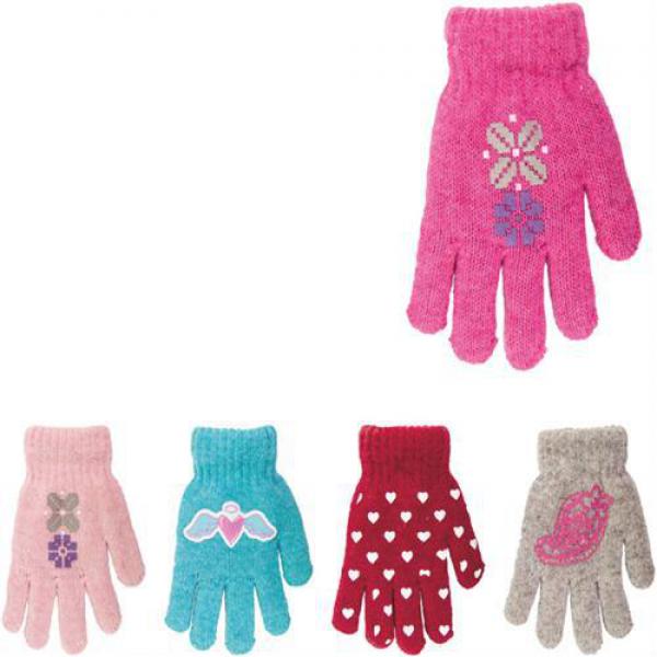 Yo kesztyű RED-0200G lány 14cm 5ujjas mintás, akryl
