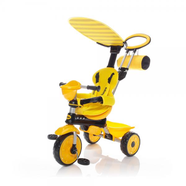 Zopa tricikli ZooGo Bee sárga/fekete, tolókarral